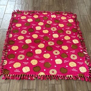 Handmade Girl Scout Cookie Pink No Sew Tie Fleece Blanket
